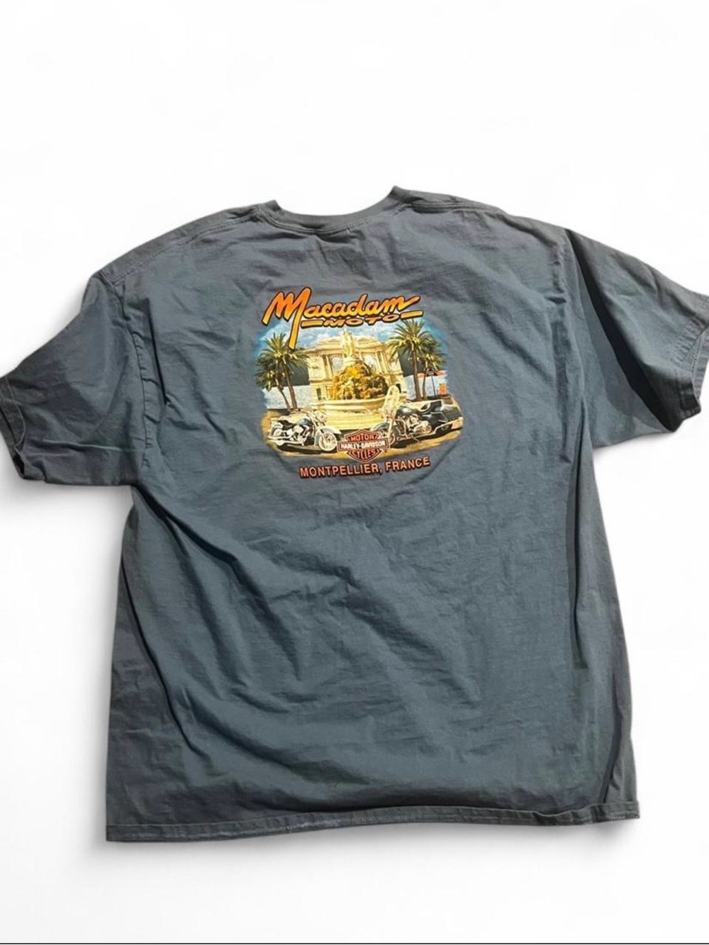 Vintage 90s Harley Davidson Montpellier France Tee Hanes Beefy 2XL - Picture 2 of 4